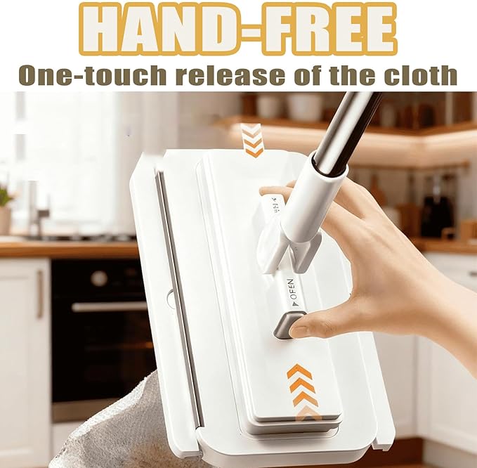 Snap Grip Mini Mop Convenient Cloth Changing Retractable Gap Dust Cleaner Flat Mops with Locking Head &amp Sweeping Cloths No Wash 40inch Handle for Multi-Surface (Mini Mop-10 Cloths)