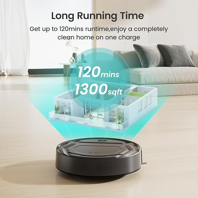 Lefant M210 Pro Robot Vacuum 4000Pa Suction 200 Mins Runtime Quiet Ultra-Slim Self-Charging Robotic Vacuum Cleaner WiFi/App/Alexa Control Ideal for Pet Hair &amp Hard Floors