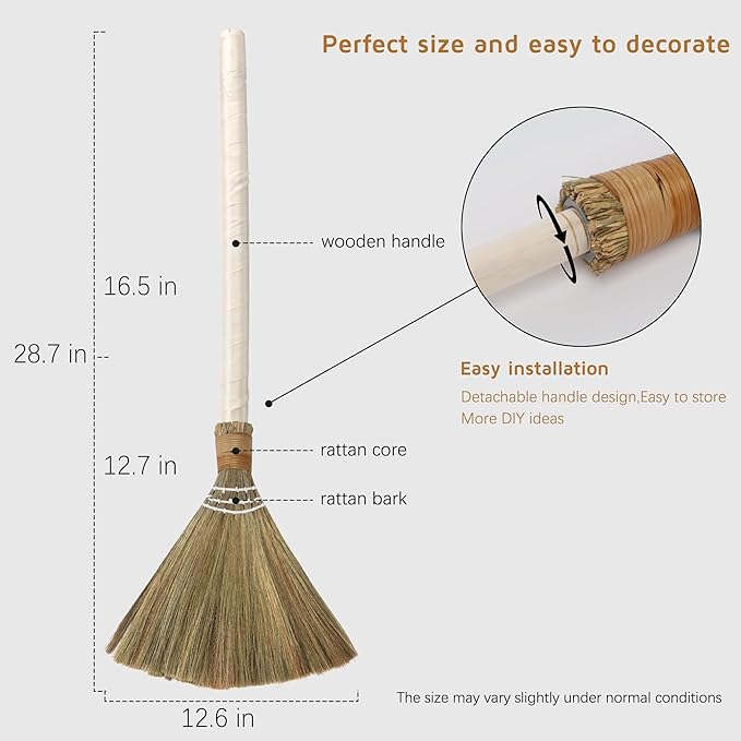 Wedding Broom African Jumping Ceremony Decorative Broom DIY Wedding Decor White Tulle Accents with Pearl Gold Ribbon Artificial Flower Bouquets