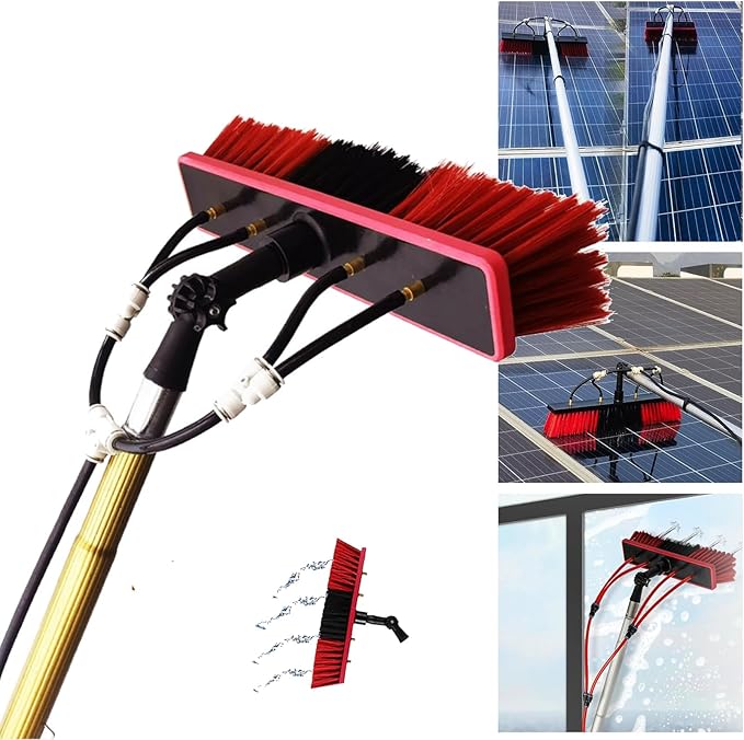 Glass Cleaning Brush Household Water Supply Telescopic Pole Kit Solar Panel Rotating Brush Solar Photovoltaic PanelsWater Fed Window Cleaning Pole with Photovoltaic Panel Cleaner