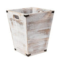 VERGOODR Farmhouse Style Wooden Square Trash Can with Cutout Handles Decorative Metal Wastebaskets for BedroomLiving Room Bathroom &amp OfficeWaste Bin Trash bin