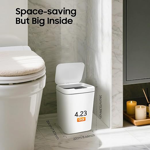 4Gal/16L Intelligent Sensor Trash Can Waste Bin Sensor Trash Can Automatic Wastebasket for Home Office Apartment Kitchen Hotel