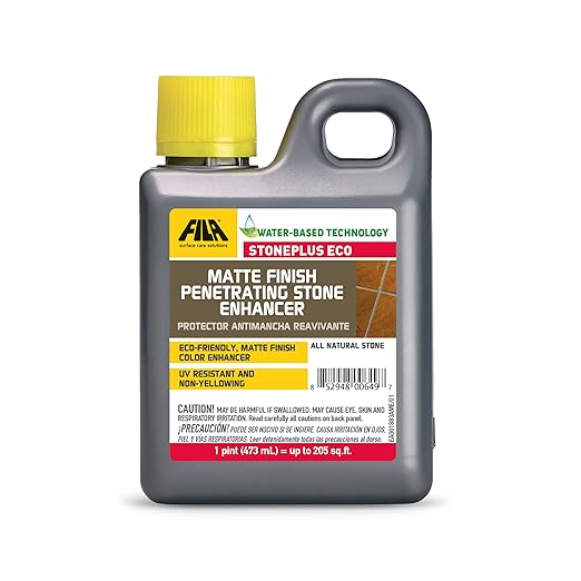 FILA Surface Care Solutions STONEPLUS ECO Stone Sealer Color Enhancer Water Based Paver Sealer Ideal for All Natural Stone: Travertine Granite Slate Outdoor Enhancing Sealer Matte Finish 1Pt