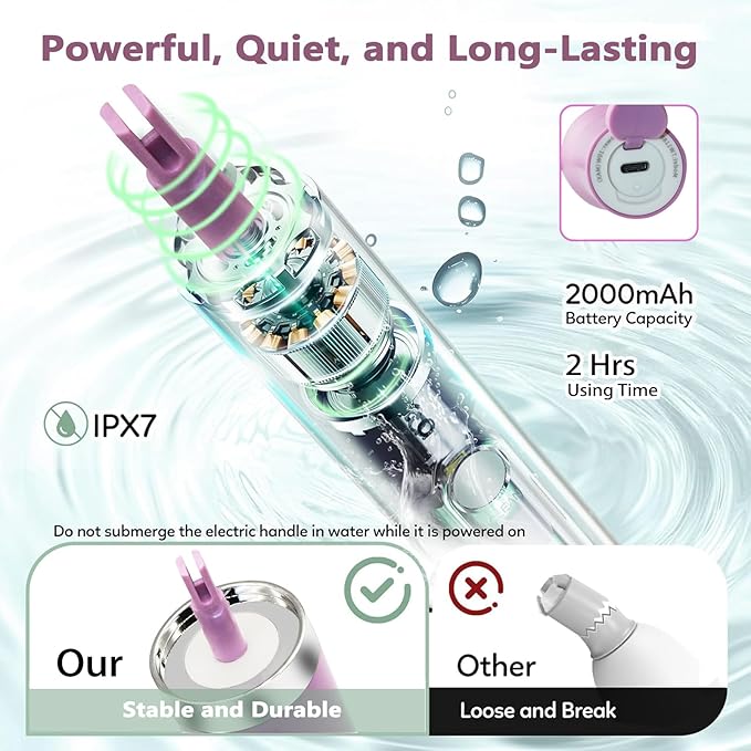 5-in-1 Long Handle Electric Bottle Brush Cleaner and Straw Cleaning Brush with Removable Brush Head Multi-Function Rechargeablefor Stanley Cups Baby Bottles Pacifiers Coffee Cups Sports Bottles
