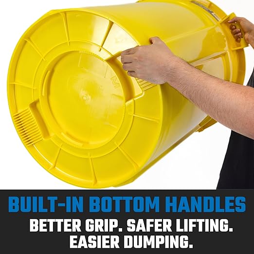 Magnum 55 Gallon Trash Can High-Vis Yellow Construction Grade Heavy Duty Plastic Jobsite Ready for Handling and Holding Garbage CMTC-C000-55Y01 (1 Pack)