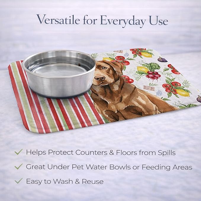Caroline's Treasures Chocolate Labrador Retriever Vegetables Dish Drying Mat Absorbent Dish Drying Mat Pad for Kitchen Counter Dish Drainer Mat for Countertop 14 x 21 Multicolor