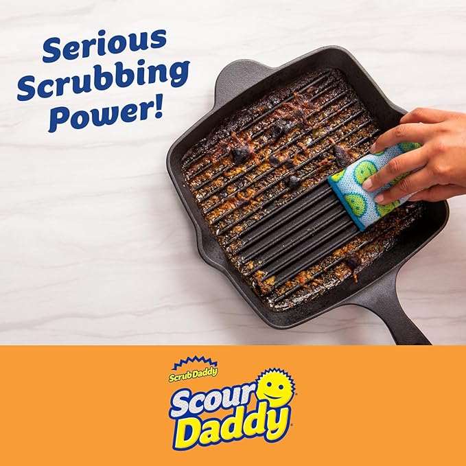Scrub Daddy Scour Daddy XL - Large Heavy Duty Sponge &amp Non Scratch Scouring Pad - 18 Pack of Bulk Sponges &amp Commercial Cleaning Supplies - Durable &amp Odor Resistant (18 Count)