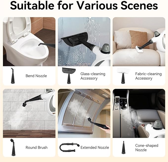 Steam Cleaner Handheld Pressurized Steam Cleaner Multi-Surface Natural Steam Cleaner for Home Use Portable Steamers for Cleaning Floors Tile Sinks Furniture Upholstery Fabrics