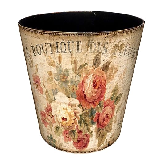 10L Wastebasket Retro Decorative Trash Can Waterproof PU Leather Wastebasket Without Lid for Kitchen Office Living Room Bedroom