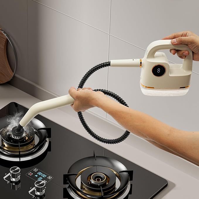 Steam Cleaner 6 Speed Adjustable Handheld High Temperature Steam Cleaner with Digital Display Screen 41Inch Extension Hose 10 pcs Tools Multi-Surface Steamer for Deep Cleaning Home Furniture Car