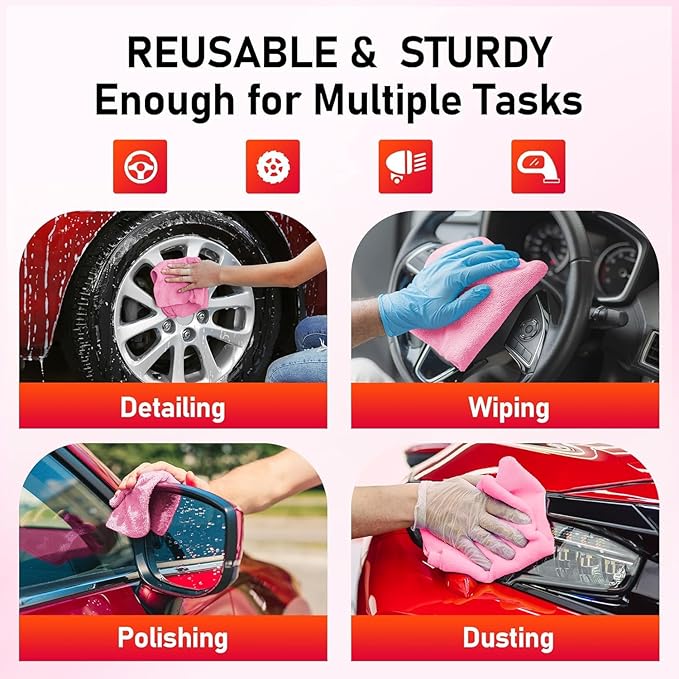 HOMERHYME Microfiber Cleaning Cloth 150 Sheets Tear Away Shop Towels Reusable Washable Microfiber Towels for Cars Lint Free Cleaning Rags for Home Automotive Workshop &amp Garage 11.5x11.5 Pin