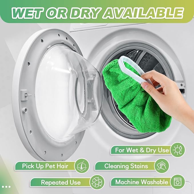 32 Pcs Reusable Mop Pads Microfiber Washable Wet Pads Compatible with Swiffer Refill Dry Sweeping Cloths for Surface Hardwood Floor Household Cleaning Mop is Not Included(Green)