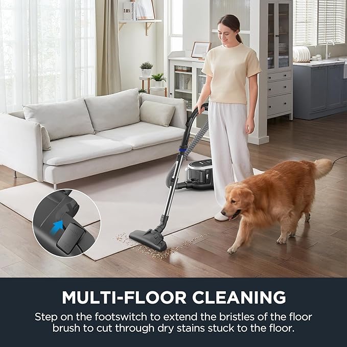 Eureka Bagless Canister Vacuum Cleaner Lightweight Vac for Carpets and Hard Floors Silver with Black NEN180