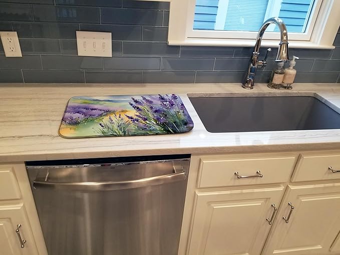 Caroline's Treasures DAC1583DDM Lavender in Watercolor Dish Drying Mat Absorbent Dish Drying Mat Pad for Kitchen Counter Dish Drainer Mat for Countertop 14 x 21 Multicolor