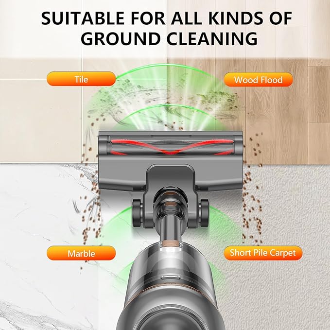 Cordless Vacuum Cleaner 600W 55KPA 60Mins Vacuum Cleaners for HomeAnti-tangle Wireless VacummRechargeable Vacuum With Green LightPowerful Stick Vacuum for Carpet/Hardwood FloorsPet HairBlack