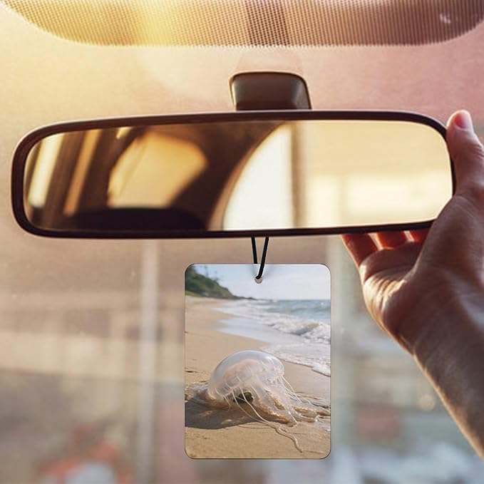 5PCS Car Air Freshener Hanging Personalized Double Sided Transparent Beach Car Fresheners Long Lasting New Cars Scents Cute Automotive Freshies for Closets Drawers (tea)