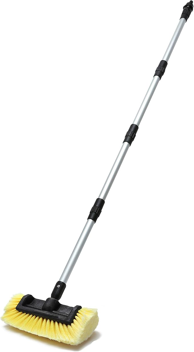 60 Car Wash Brush with Long Handle Soft Bristle Scrub Cleaning Mop with Extendable Handle for Car SUV Truck Caravan Boat Solar Panel House Siding Sweep Snow Yellow