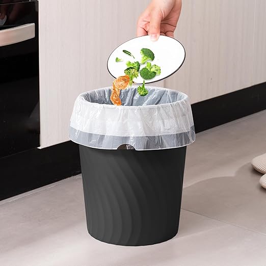YGJT Small Trash Can 6 Pack 1.8 Gallons Bathroom Trash Can Slim Waste Basket Round Garbage Can Plastic Trash Bin for Kitchen Dorm Bedroom Office Living Room Study Compact Spaces(Black)