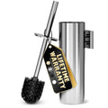 Silver Modern Toilet Brush and Holder Set with Wall Mount - Stainless Steel Toilet Brush with Holder - Removable Inner Bowl Shiny Design Splash Protection &amp Dense Bristles for Bathroom Cleaning