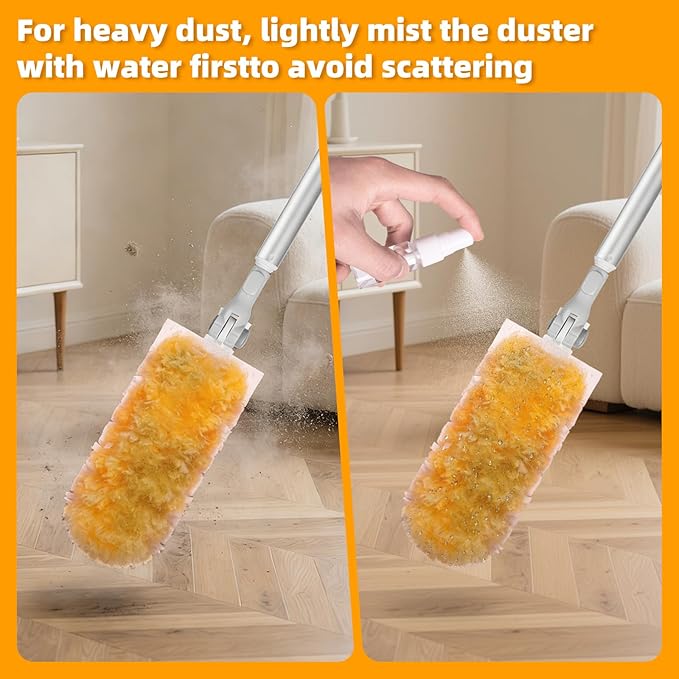 6 ft Extendable Handle with 20 Duster Refills Heavy Duty Duster Refills Kit Compatible with Swiffer 360 Disposable Microfiber Duster Pads for Ceiling Fan Window &amp Hard to Reach Areas Cleaning