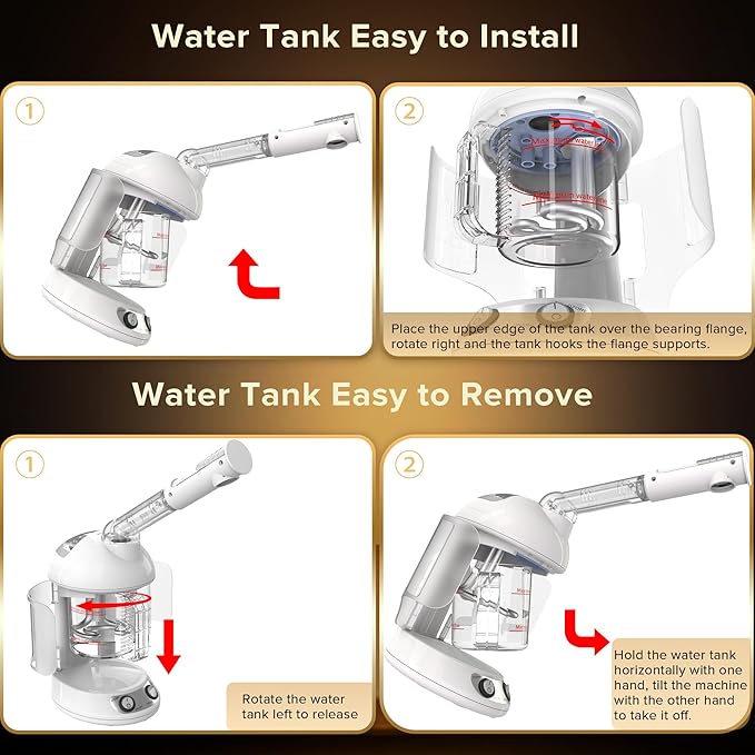 Easy to Clean Facial Steamer Portable Nano Ionic Face Steamer for Facial Deep Cleaning with 360° Rotating Arm 300ML Large Capacity with Aromatherapy Diffuser Warm Mist