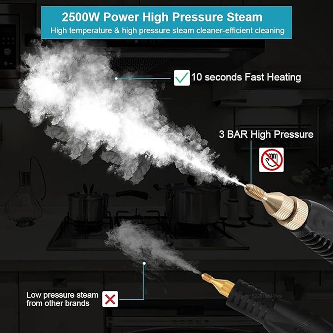 Steam Cleaner 2500W High Pressure Steam Cleaner Handheld High Temperature Cleaning Machine for Kitchen Home Car Steam CleaningYellow