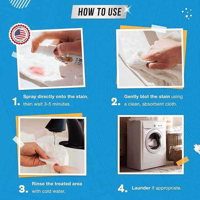 ACTIVE Automatic Toilet Bowl Cleaner Tablets and Messy Kids Stain Remover - Includes 12ct Toilet Cleaning Tablets and 12oz Messy Kids Stain Removal Spray