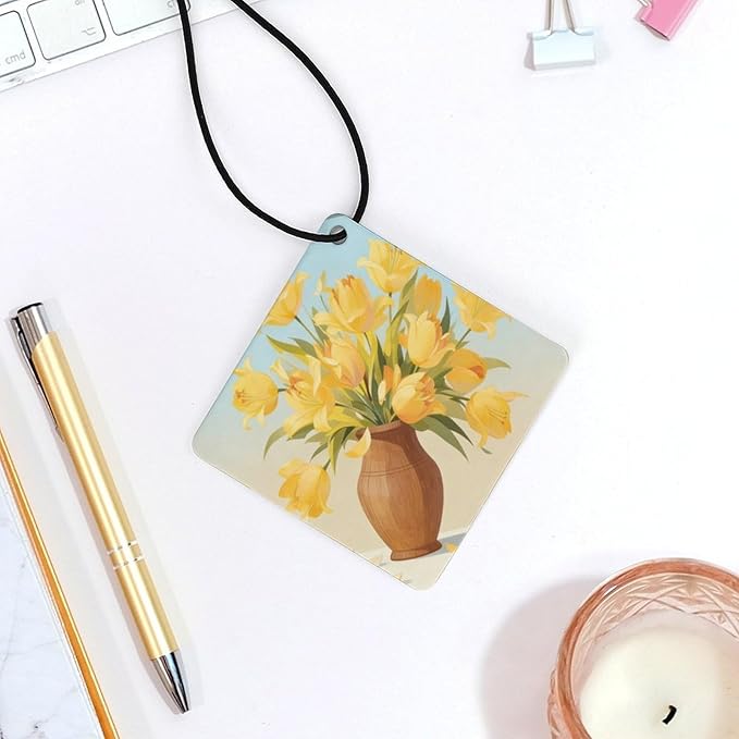 5PCS Car Air Freshener Hanging Personalized Double Sided Yellow Lily Car Fresheners Long Lasting New Cars Scents Cute Automotive Freshies for Closets Drawers (tea)