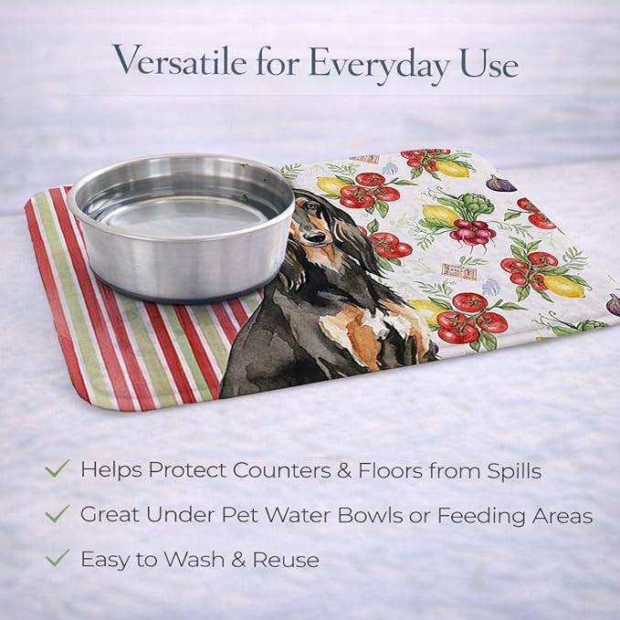 Caroline's Treasures Black &amp Tan Afghan Hound Vegetables Dish Drying Mat Absorbent Dish Drying Mat Pad for Kitchen Counter Dish Drainer Mat for Countertop 14 x 21 Multicolor