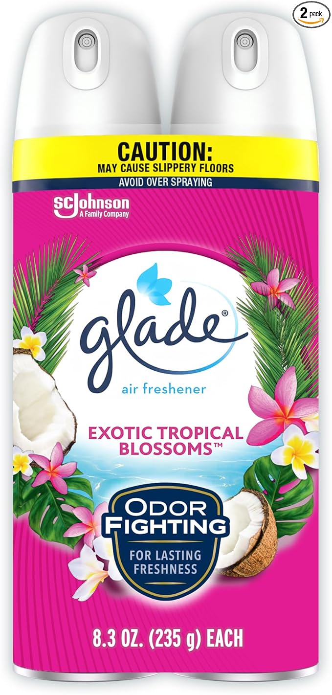 Glade Air Freshener Odor Fighting Room Spray Exotic Tropical Blossoms 8.3 oz 2 Count
