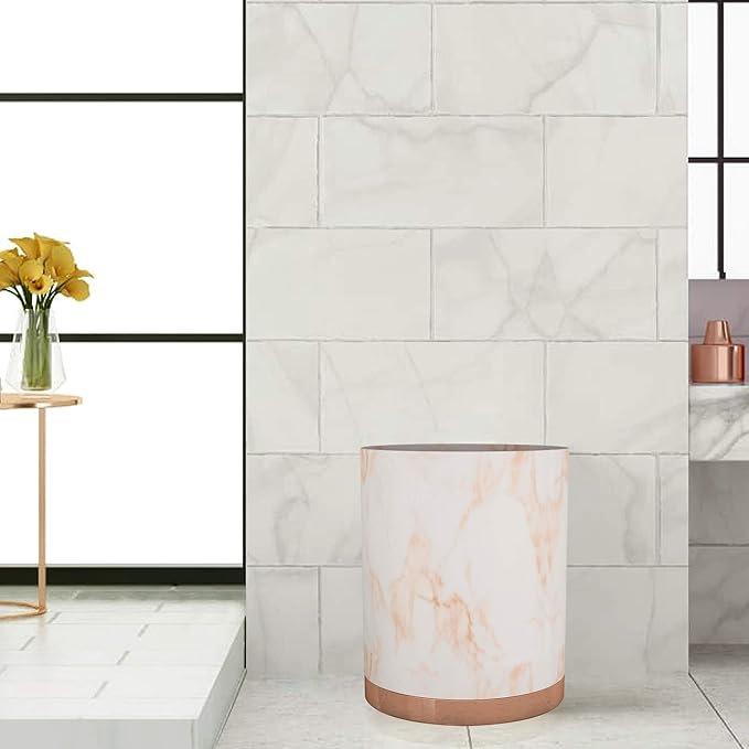 nu-steel MST8CH Misty Copper Collection Wastebasket or Dustbin Perfect for Home &amp Bathroom Accessories Resin and Metal