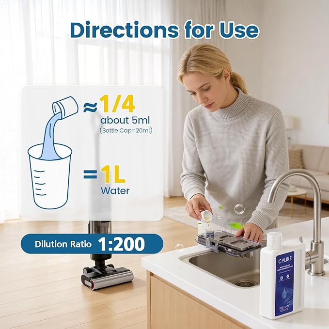 Floor Cleaning Solution Compatible with Dreame Cleaning Solution Multi-Surface Floor Cleaner for All Dreame Wet Dry Vacuum Cleaners &amp Robot Vacuums 33.8 fl oz
