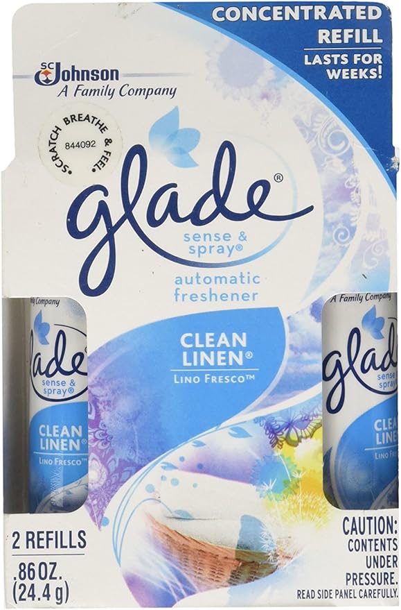 Glade Sense &amp Spray Automatic Air Freshener Refill Clean Linen 2 Ct 0.86 oz