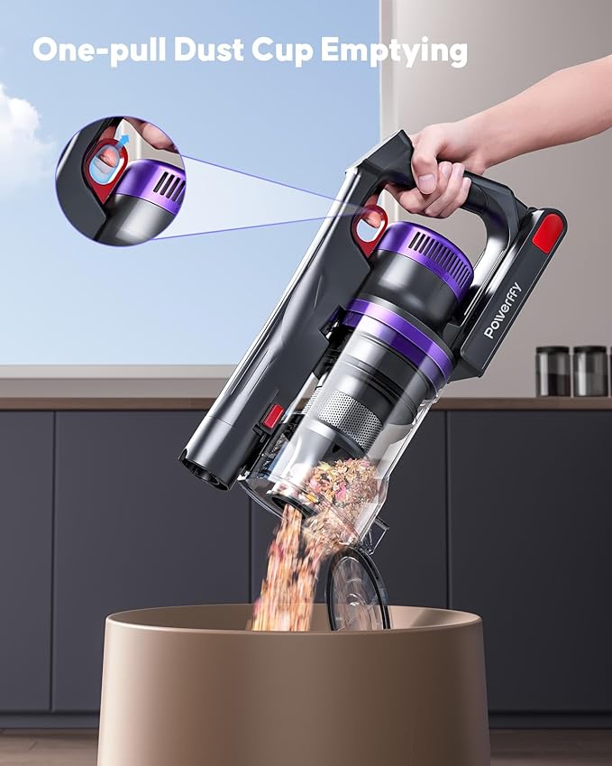 Cordless Vacuum Cleaner 650W 55KPA Powerful Suction 70 Mins Stick Handheld Vacuum Cleaners Green LED Anti-Tangle Brush Aromatherapy 1.8L Dust Cup One-Touch Empty for Carpet/Hardwood/Pet Hair/Car/Stair