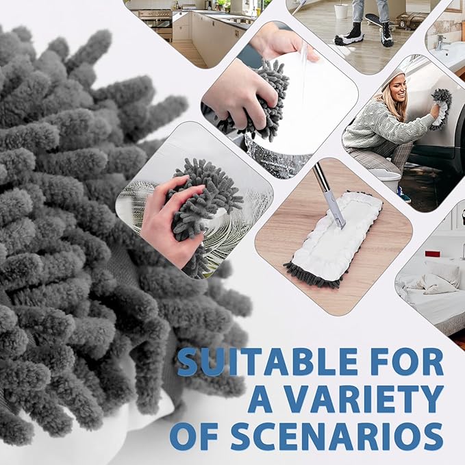 8 Pcs Mop Slippers Socks Floor CleaningMicrofiber Shoe Covers dust Washable Reusable for Woman Man House Kitchen (Dark Grey)