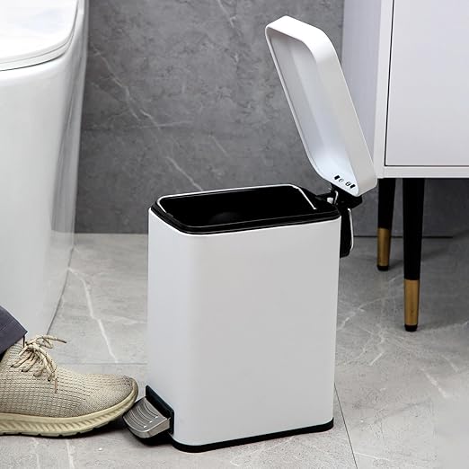Sineng 1.6 Gallon Stainless Steel Slim Rectangular Pedal Trash Can with Soft Close LidSpace-Saving Waste Bin for BathroomBedroomDurable Pedal Step Trash canCompact Trash bin