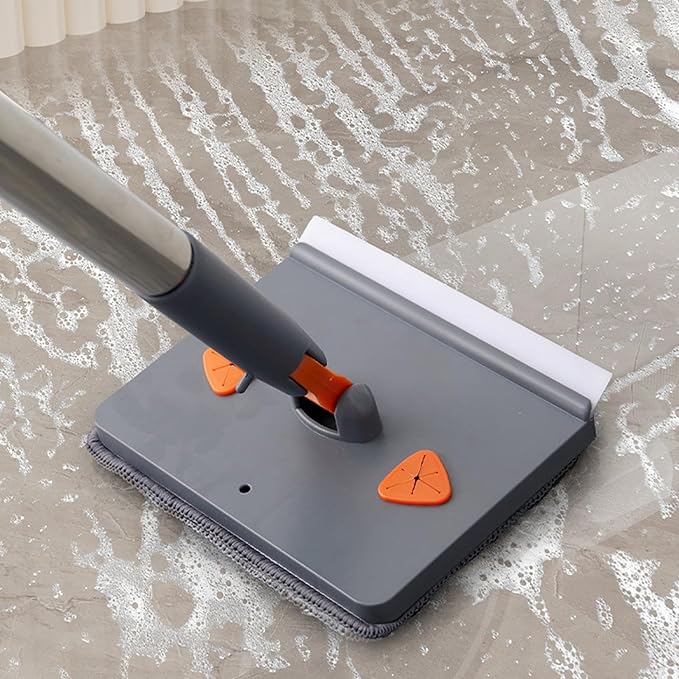 Wall Mop 79 Inch Baseboard Cleaning Tool with 6 Reusable Square Pads &amp 5 Poles Removable &amp Hangable Wall Cleaning Mop for Ceiling Floor Window Home...