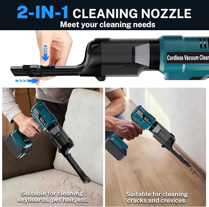 YEX-BUR Cordless Handheld Vacuum for Makita 18V Battery(Tool Only) 240W Powerful Car Vacuum with Brushless Motor 3-Speed 5 Filters Portable Vacuum Cleaner for Home Office Car Pet