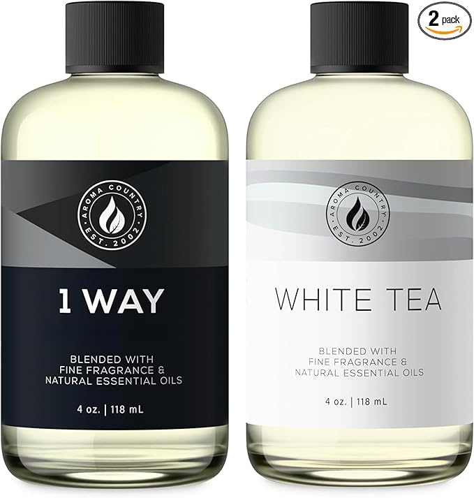 Aroma Country 2-Pack - One Each: White Tea (4 Fl Oz) + 1 Way Miami (4 Fl Oz) Diffuser Oil - Fragrance Oil for Diffuser Refill &amp Room Spray - Premium Aromatherapy Oils &amp Home Scent