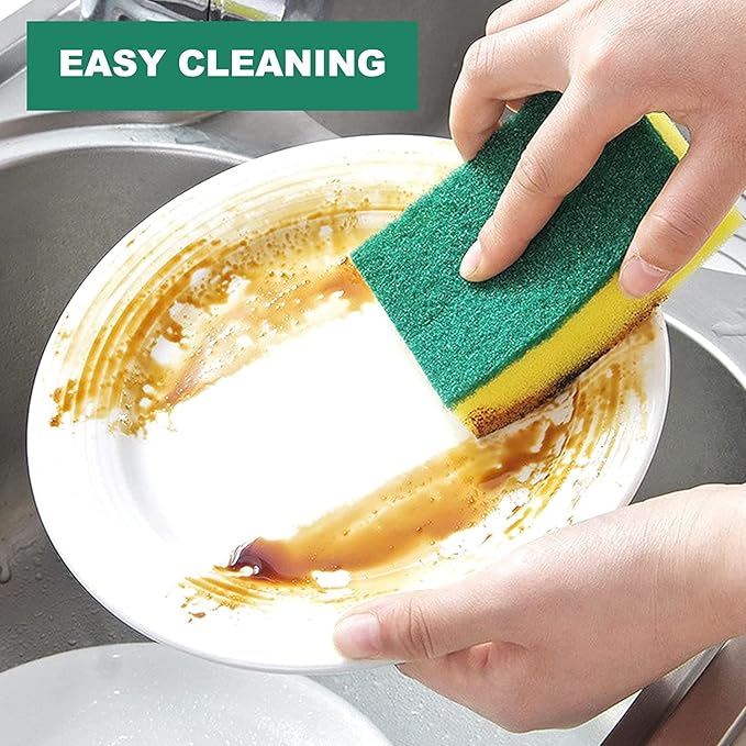 Individually Wrapped Sponges Kitchen Dishwashing Sponge Bulk Non Scratch Dishes Scouring Pad Dishcloth Odor-Free Sponge Wipes for Household Cleaning Dishes Travel Apartments (40 Pack)