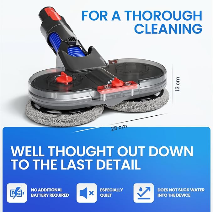 Mop Attachment Compatible With Dyson V12 Vacuum Cleaners Electric Floor Cleaner With Removable Water Tank 6 Washable Pads + 1 Refill Container (V12)