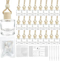 110 Sets Hanging Car Air Freshener Diffuser Bottles with Instruction Card Droppers and 4 x 6'' Resealable Holographic Bag Empty Car Essential Oil Perfume Bottles for Aromatherapy(Cylinder)