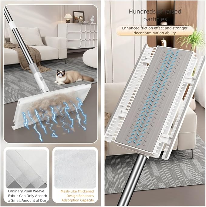 Snap Grip Mini Mop Set with Foot Tap Lock System | 40 Disposable Cleaning Papers | Hands Free Lazy Mop Stick for Kitchen House Wall Toilet | Wet and Dry for Multi Surface Cleaning