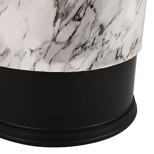 Marble Pattern Wastebasket Trash Can 225X260Mm Double-Layer Plastic PU Coating Office and Home Bathroom Living Room Waste Bin