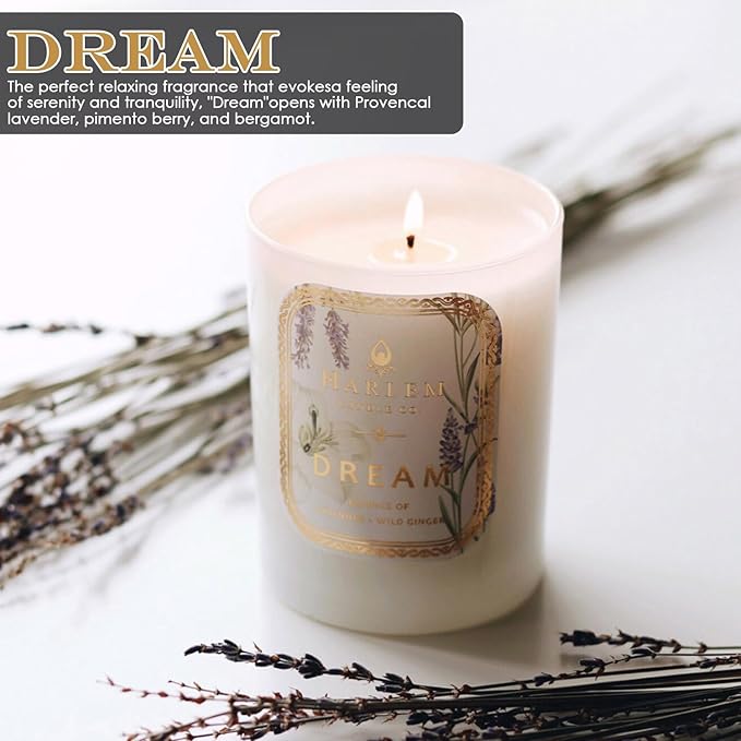 HARLEM CANDLE CO. - Dream - Luxury Scented Soy Candle 11 oz - 80-Hour Burn Time | Lavender Pimento Berry Bergamot Jasmine Wild Ginger Sandalwood | Scented Candles for Home