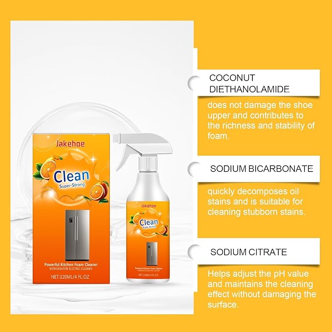 Kitchen Foam Cleaner - Heavy Duty Degreaser For Stoves Refrigerators &amp Home Use Fast Penetrates Grease Easy To Use Long-Lasting Foam(2PCS)