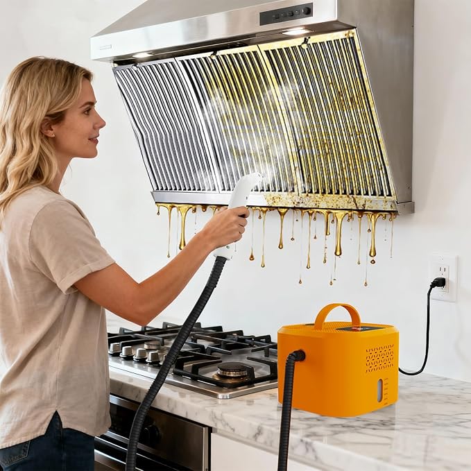 1500W Powerful Handheld Steam Cleaner With 6 Attachments - 30 Mins Runtime 1200mL Tank For Deep Cleaning Upholstery Car Kitchen Tile And Grout - Chemical-Free100 Celsius Steam (110V)