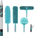 20 Foot High Reach Duster Kit with 5-12FT Extension Pole High Ceiling Dusting and Window Cleaning Kit with Telescopic Pole Window Washer&ampSqueegeeCobweb DusterFan Duster and Feather Duster