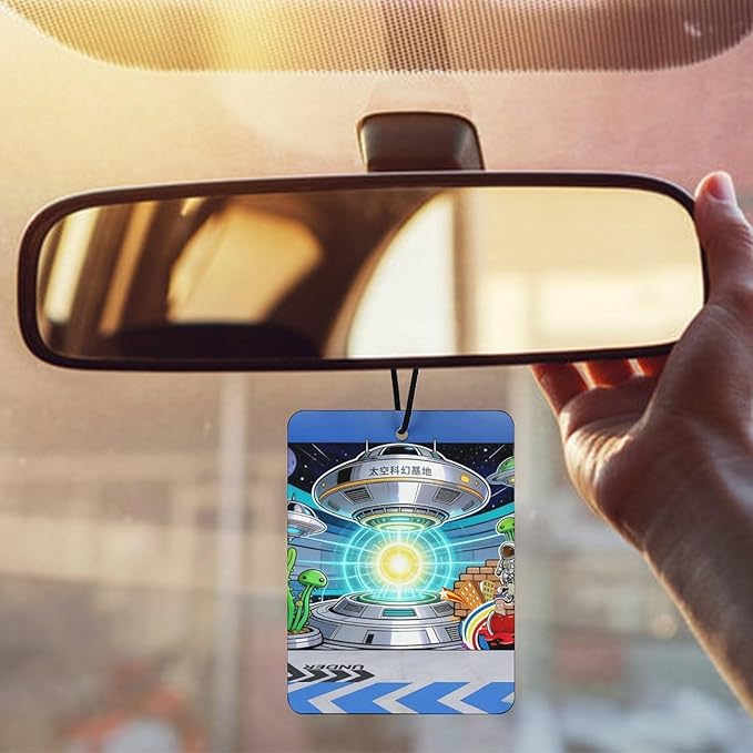 5PCS Car Air Freshener Hanging Personalized Double Sided UFO Base Car Fresheners Long Lasting New Cars Scents Cute Automotive Freshies for Closets Drawers (tea)