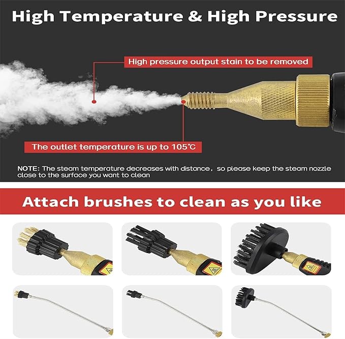 Hand-held Portable Steam Cleaning Machine Automatic Pumping for Kitchen Bathroom Furniture Car Detailing Seat(Red)